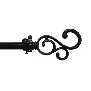 Achim Decorative Rods: Buono II Medley Black Curtain Rod with Scroll PVC Finials
